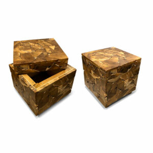 Teak Root Storage Cube. Lift Off Lid