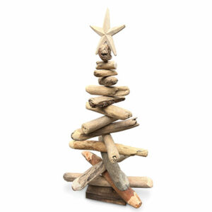 Star topped teak driftwood Xmas tree