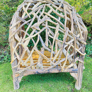 the back of the teak arbour