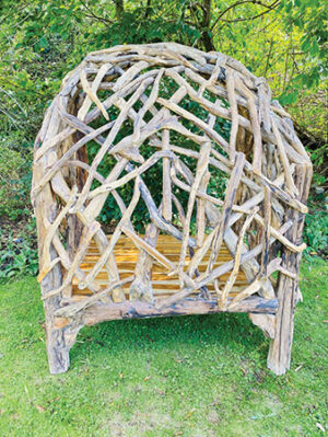 the back of the teak arbour
