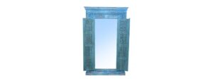 Blue 2 Door Ornate Carved Mirror - doors open