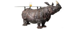 Recycled Metal Rhino Centre Table with glass